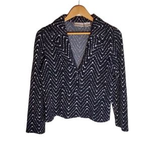 B&W Herringbone Pattern Business Casual Sweater Jacket